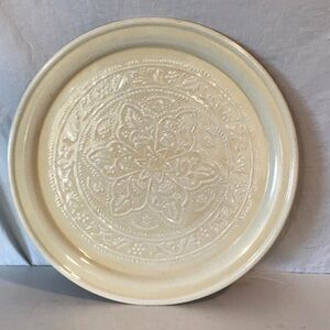GIANT Holiday Tin Ceiling Metal Coffee Serving Tray  Embossed Round Serving Tray